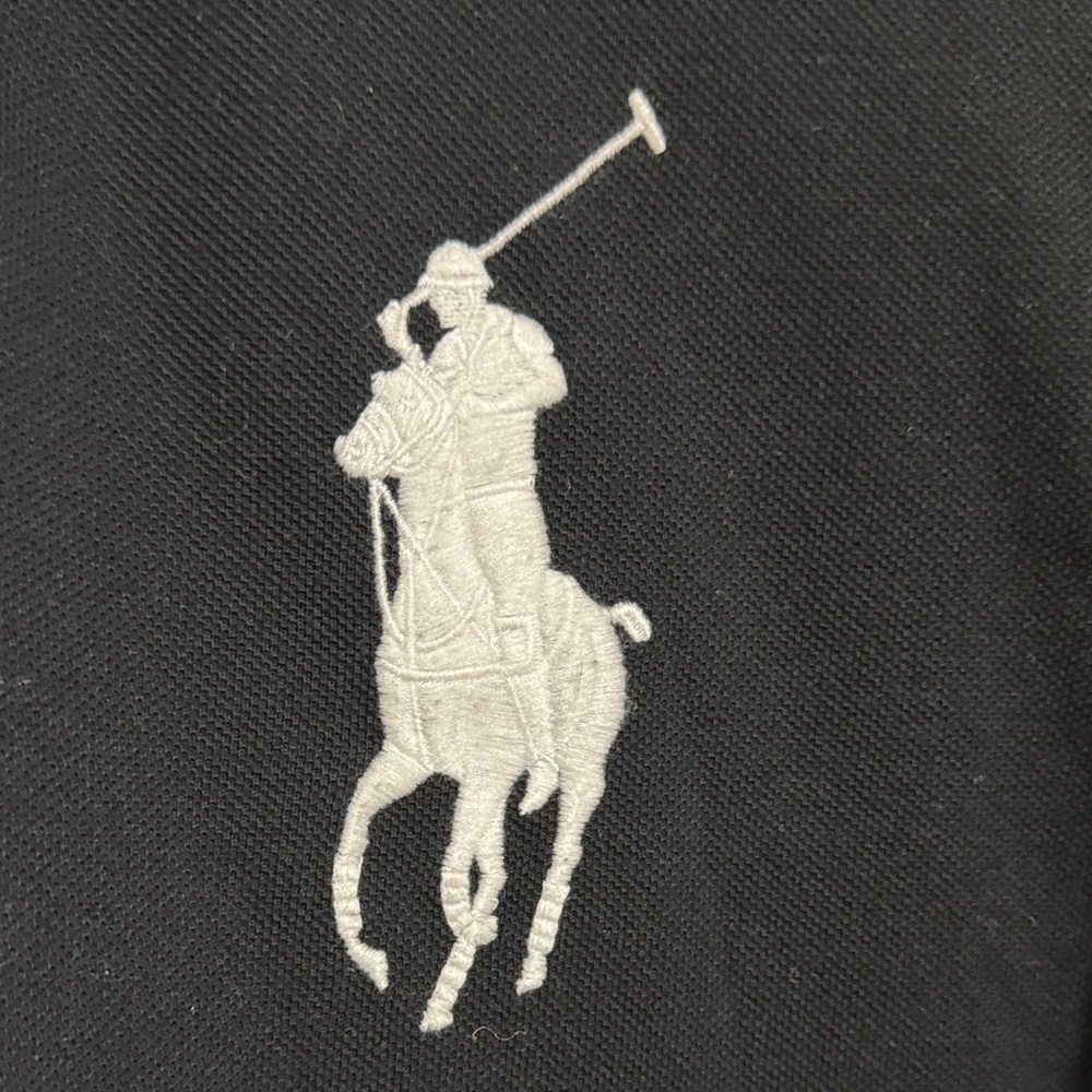 Polo by Ralph Lauren Men's Black White Polo Shirt Big Pony Crest size L Preppy - Picture 4 of 11